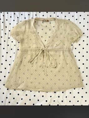 Vintage polka dot sheer babydoll top
